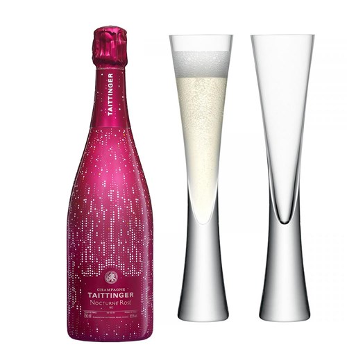 Taittinger Nocturne Rose City Lights Edition with LSA Moya Flutes
